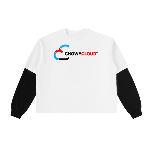 Layered Contrast Sleeve Cotton T-Shirt