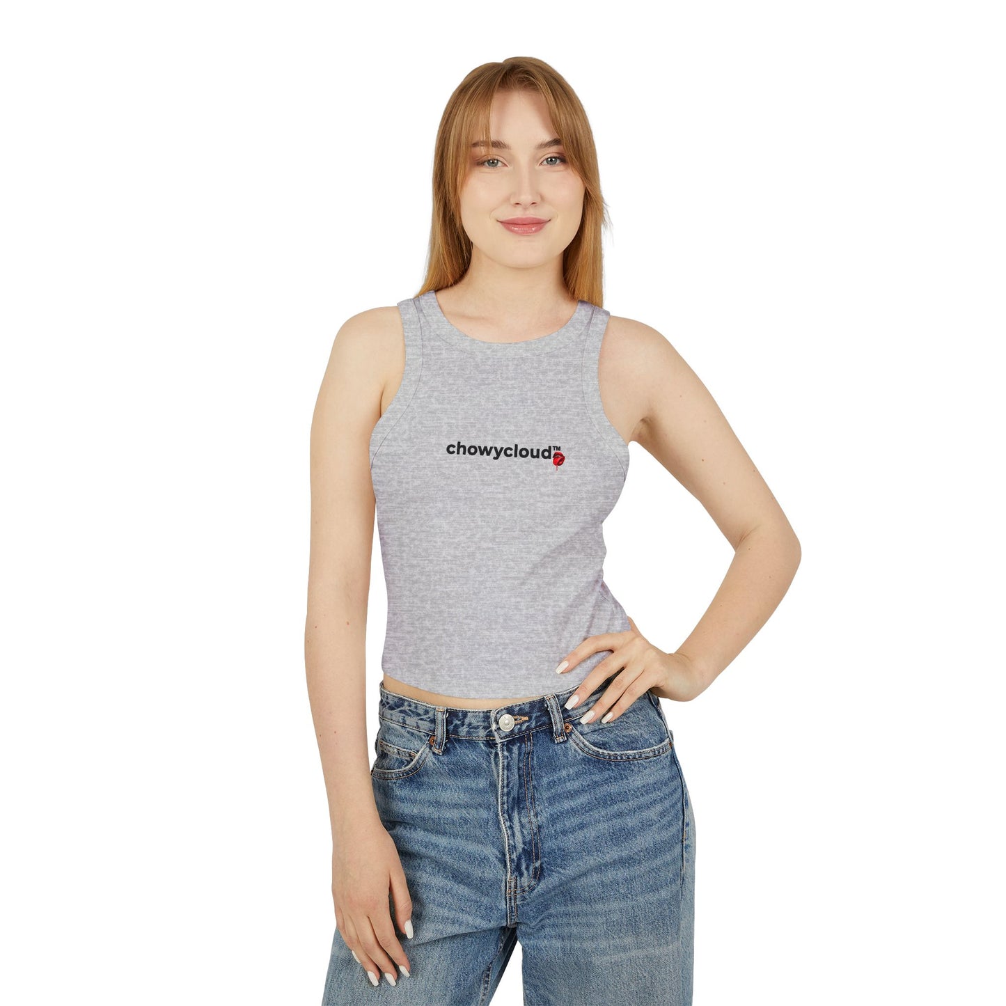 Chowycloud Logo with Rose Tank Top | Micro Rib Racerback