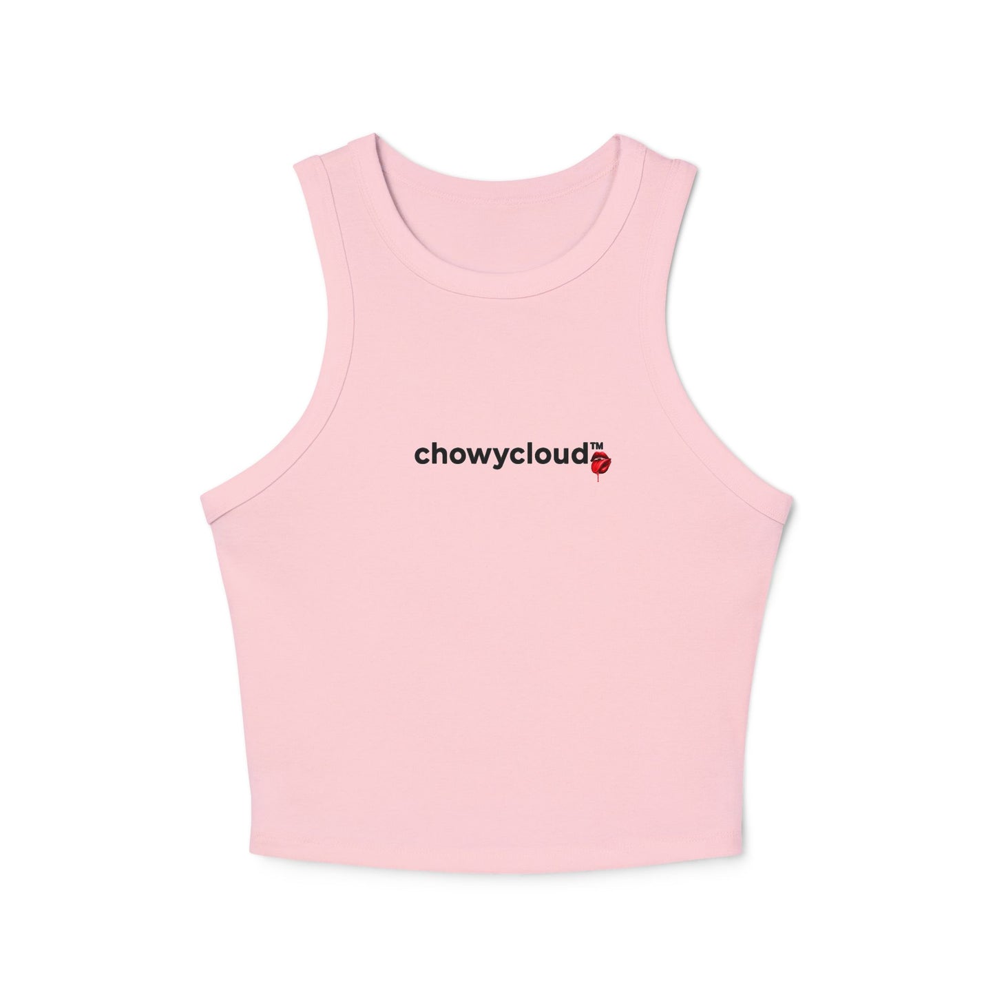 Chowycloud Logo with Rose Tank Top | Micro Rib Racerback