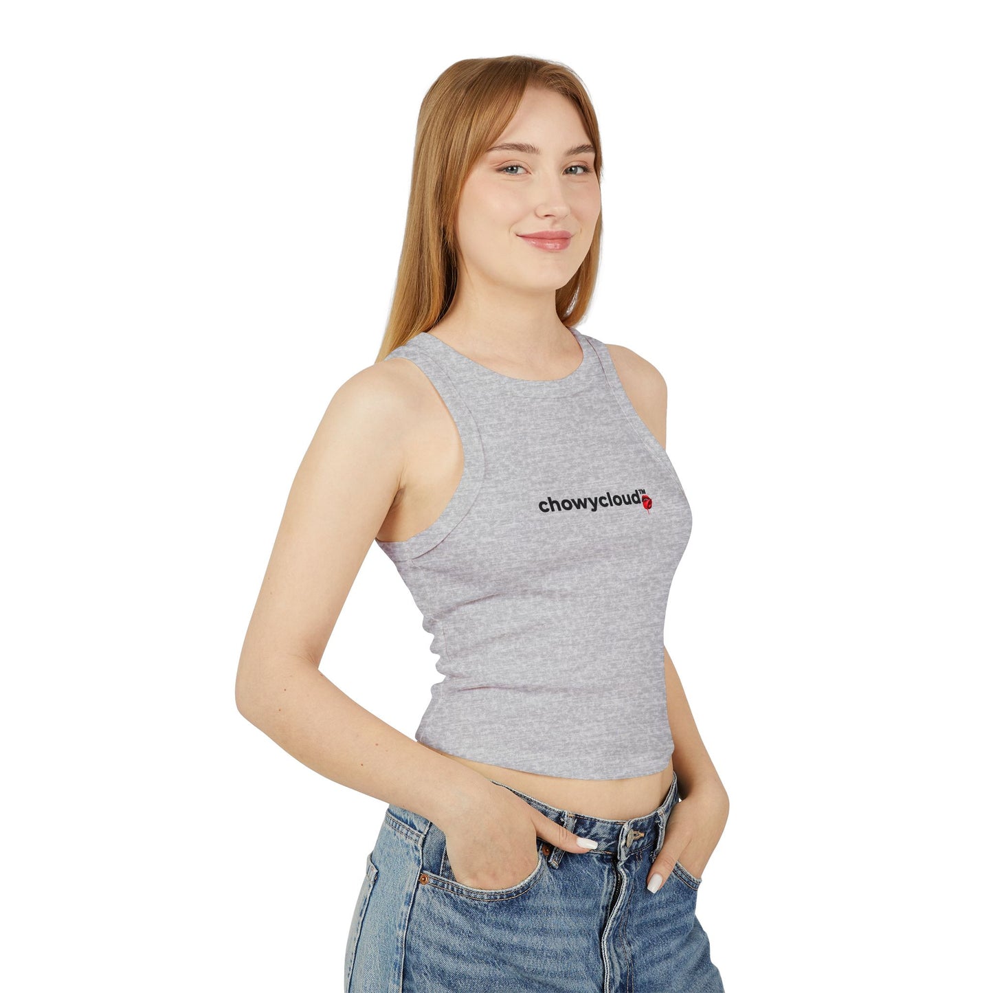 Chowycloud Logo with Rose Tank Top | Micro Rib Racerback