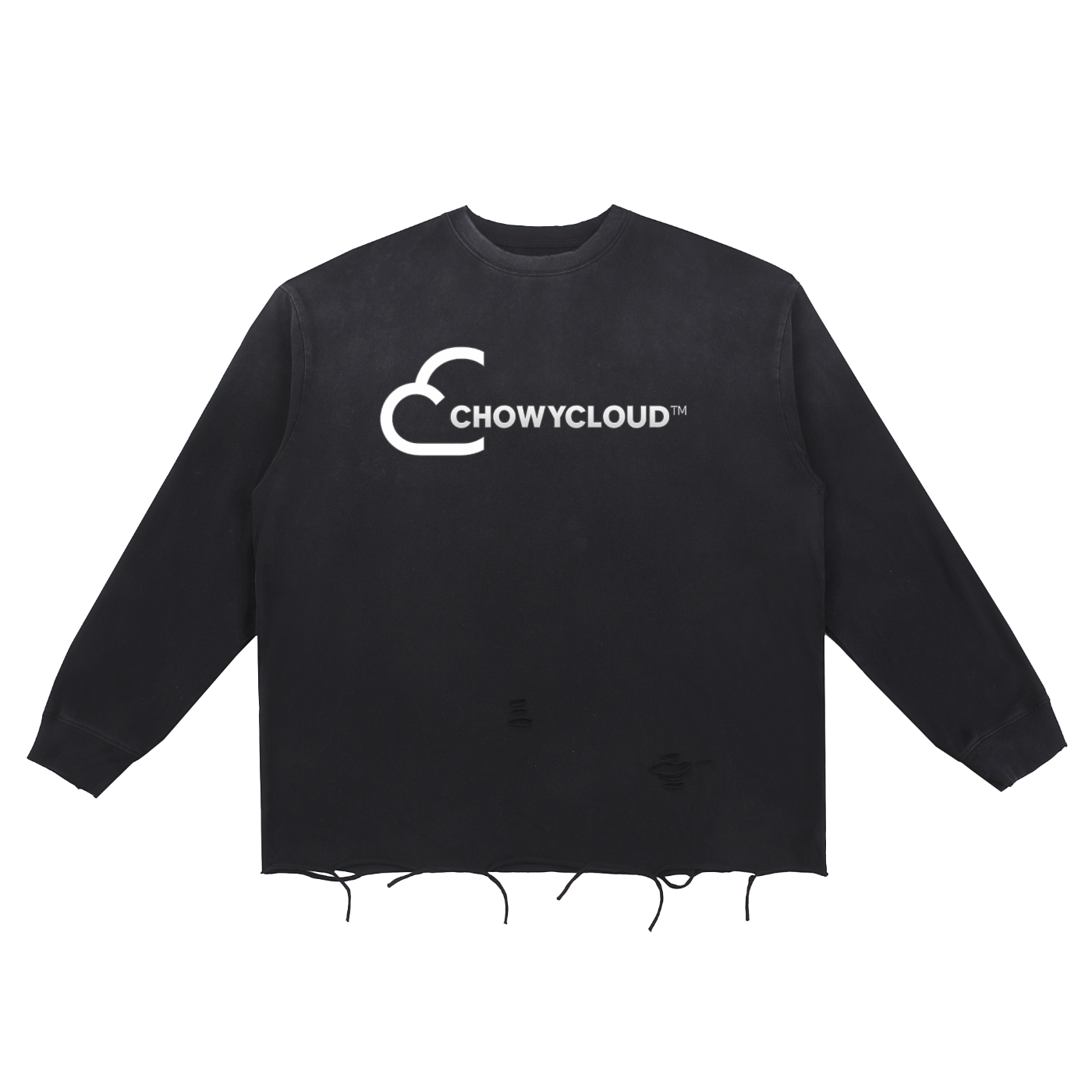 Snow Wash Raw Edge Cotton T-Shirt