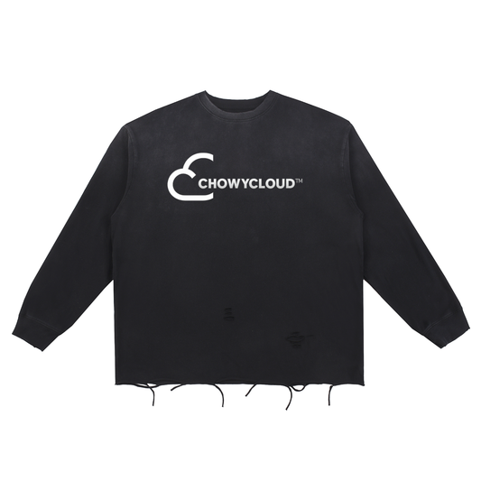 Snow Wash Raw Edge Cotton T-Shirt