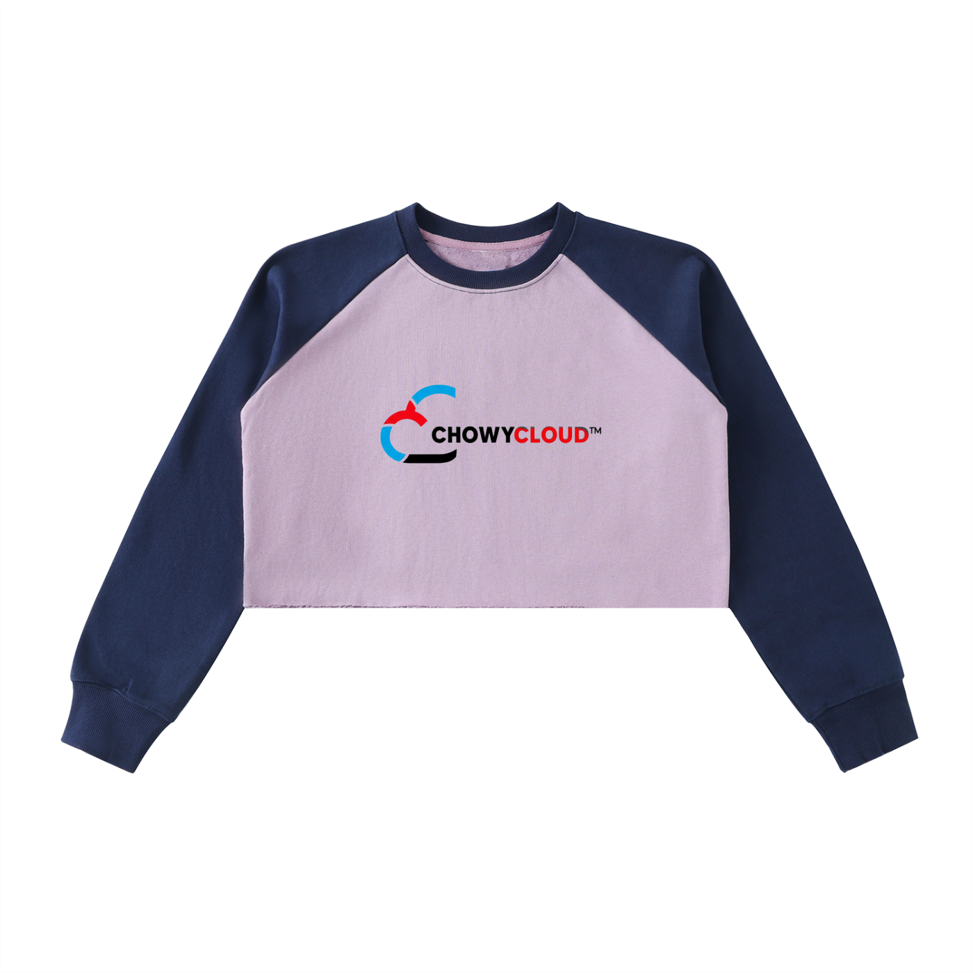 Raw-Hem Color-Block Raglan Crop Sweatshirt