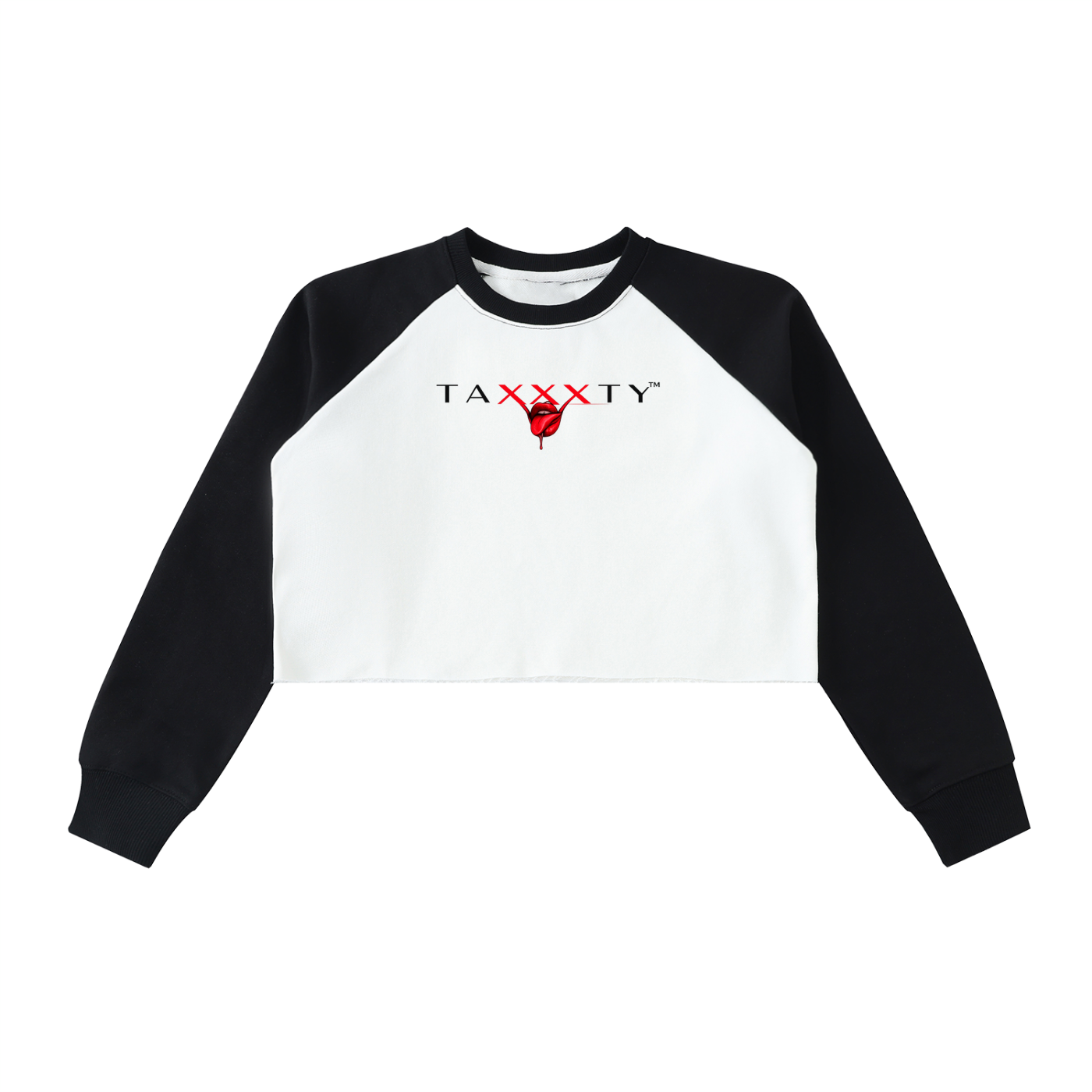 Raw-Hem Color-Block Raglan Crop Sweatshirt