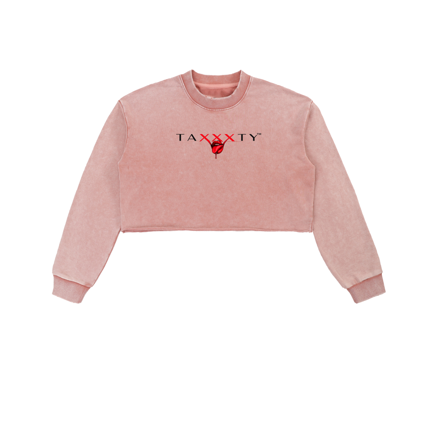 Snow Washed Raw Edge Cropped Sweatshirt