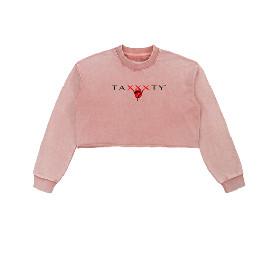 Snow Washed Raw Edge Cropped Sweatshirt
